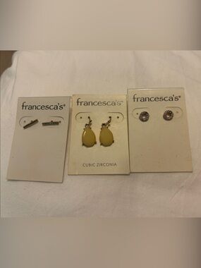 Francesca's Collections Yellow Teardrop and Silver Stud Earring Trio